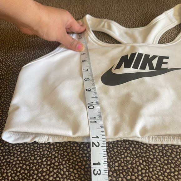 Nike Women's Logo Dri Fit White Gym Non Padded Sports Bra Size L - Picture 5 of 6